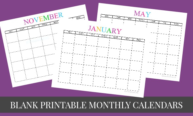 blank printable monthly calendars Facebook